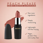 Model wearing Mented Cosmetics Peach Please lipstick for everyday makeup look