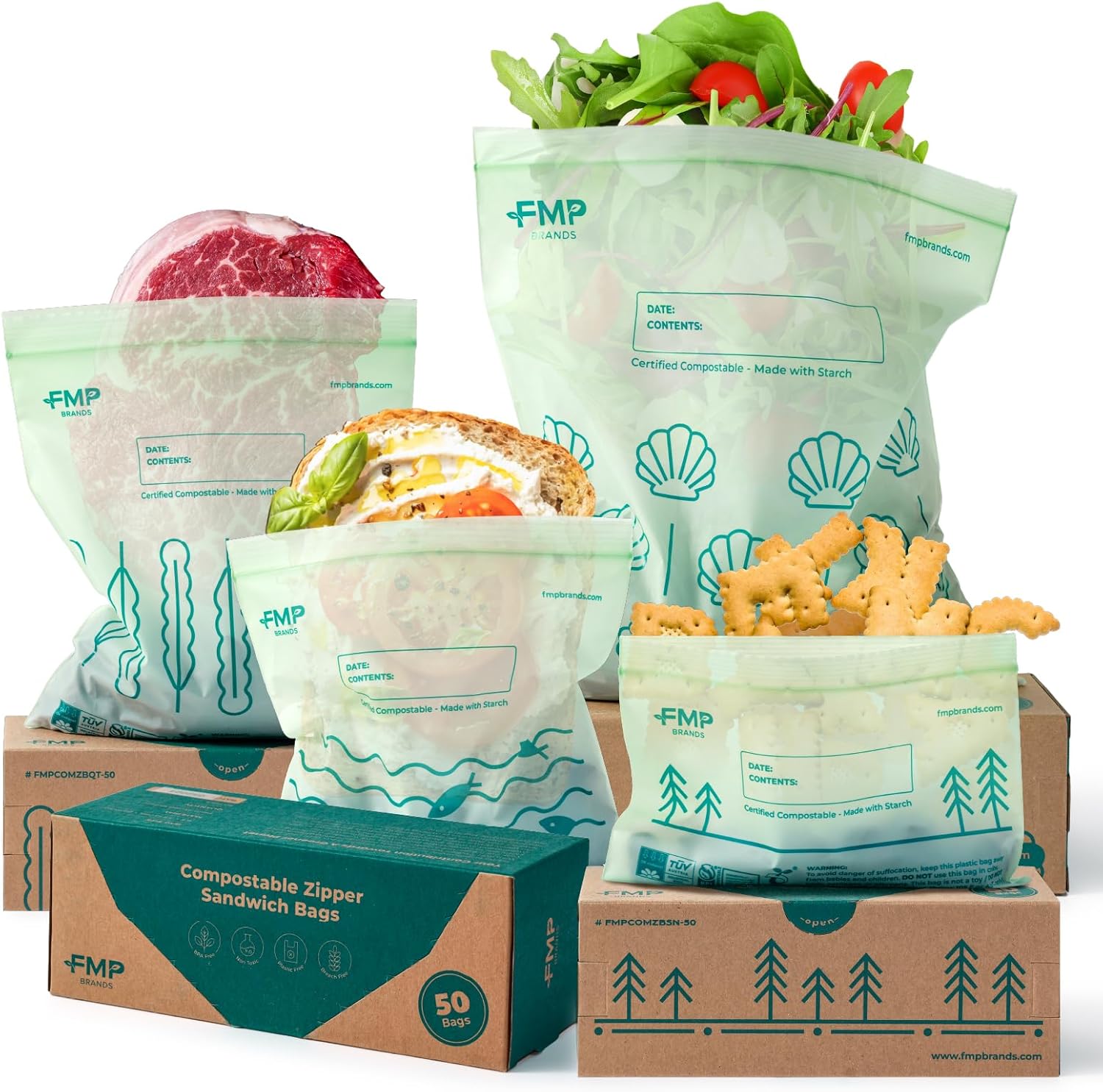 Fit Meal Prep compostable food storage bags front view eco friendly kitchen storage