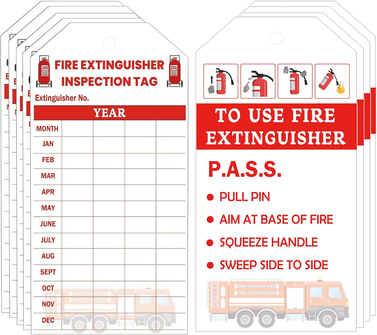 Wootile fire extinguisher tags front view commercial safety card