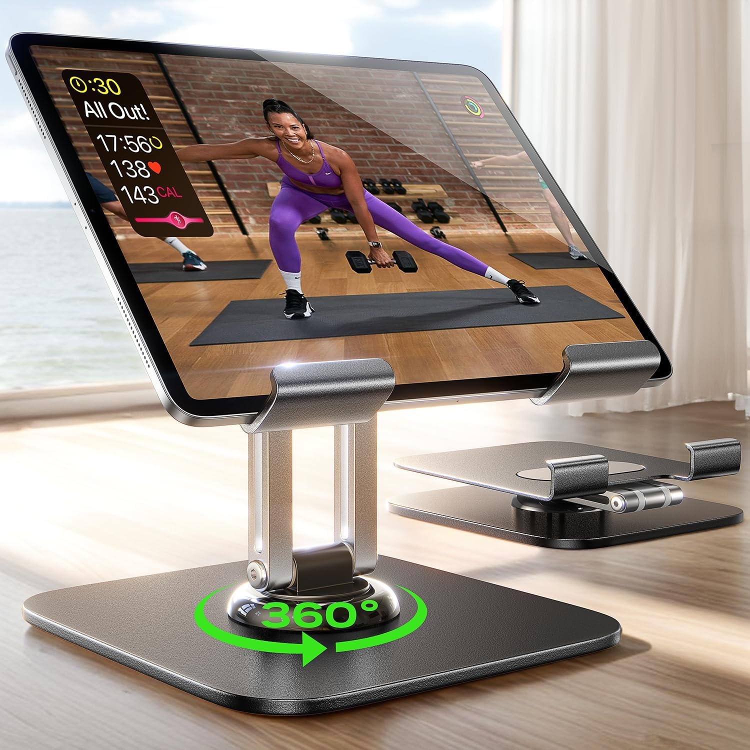 LISEN adjustable tablet stand holder front view on an office desk