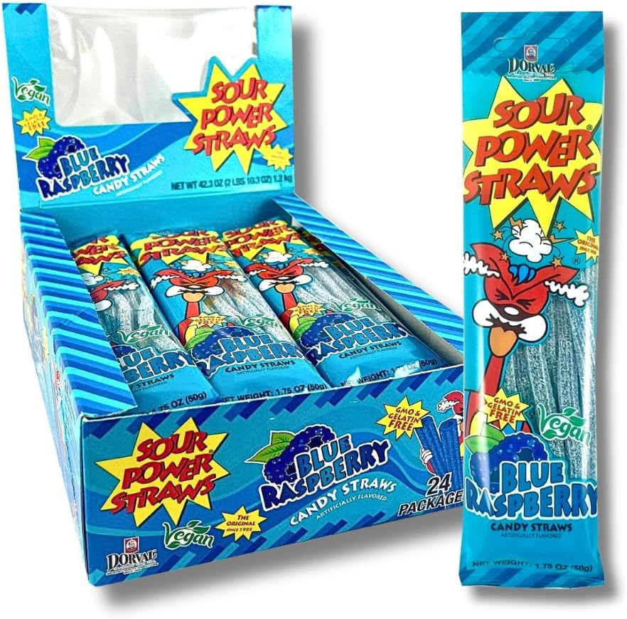Sour Power Assorted Candy Straws, 1.75 oz (Pack of 6) Variety, Six Flavors Sour Straws Since 1985, Strawberry Green Apple Watermelon Rainbow Blue Raspberry, Vegan Soft Chewy, Non-GMO Gelatin Free - Image 13
