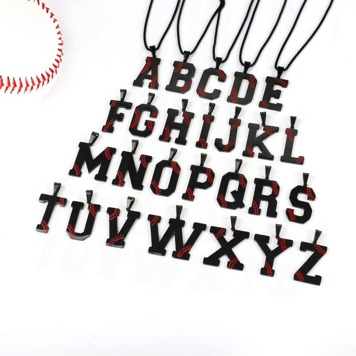 LYNNON initial pendant with red stitching texture