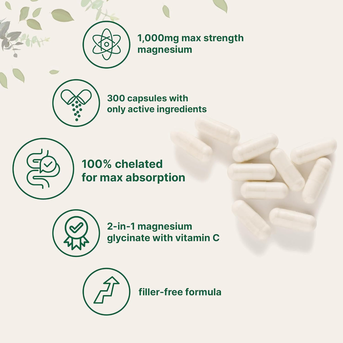 Micro Ingredients chelated magnesium capsules close up view