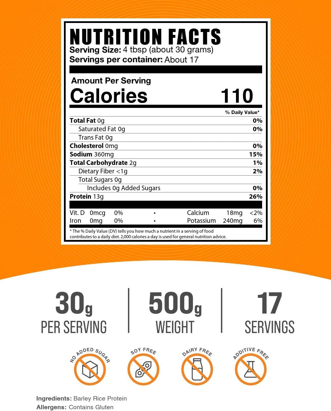 BulkSupplements vegan protein unflavored formula back label showing ingredient clarity