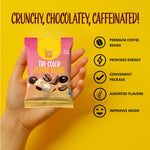 Twelve individual 2-ounce pouches of Sunny Island coffee beans