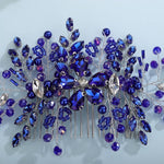 Aimimier royal blue crystal hair comb worn in formal hairstyle
