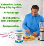 Organic superfoods blend ingredients list on container