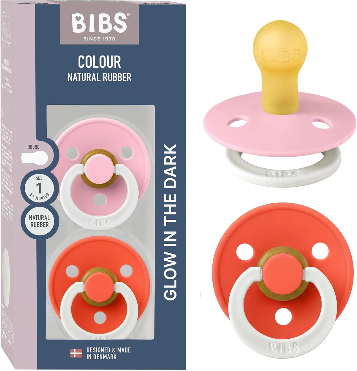 BIBS Pacifiers Colour Collection | Natural Rubber Baby Pacifier | Set of 2 BPA-Free Soothers | Made in Denmark | 18+ Months (Pack of 2) | Ivory - Image 15