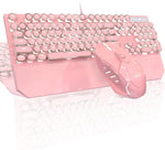 Typewriter Mechanical Gaming Keyboard and Mouse Combo, Retro Punk Round Keycaps RGB Rainbow Backlit Wired Keyboard for Game and Office, for Windows Laptop PC, Red Switches(Black) - Image 9