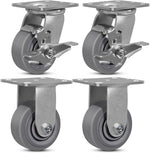 6 Inch Rubber Wheels (Flat Tread)- Heavy Duty Casters, Industrial Caster Wheels- with up to 1000 LB Capacity- Use for Dollies, Utility and Maintenance Carts(1 Rigid) - Image 14