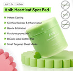 Abib Korean acne soothing toner pads box packaging with included tweezers.