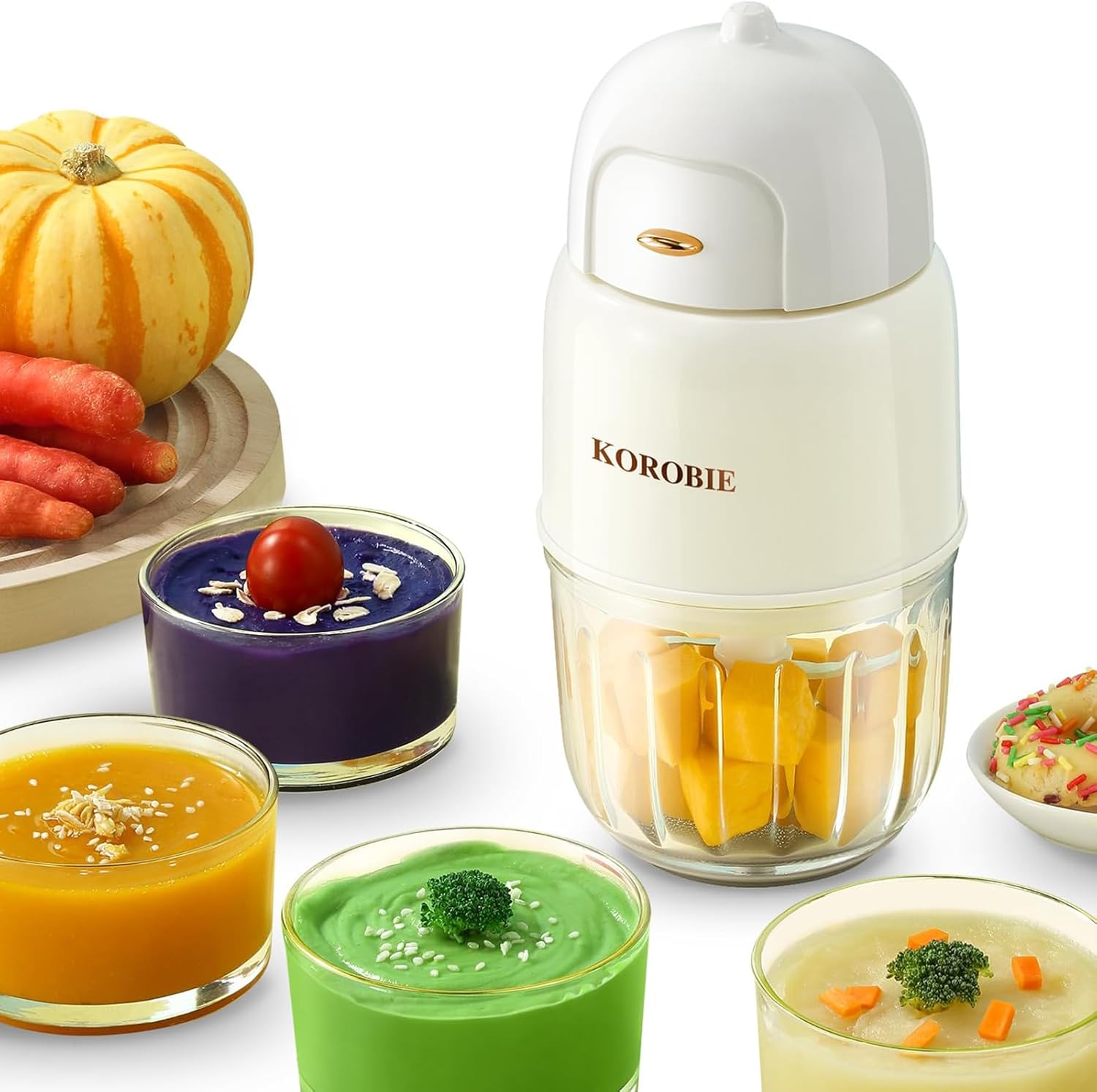 KOROBIE baby food maker mini white front view electric infant food processor