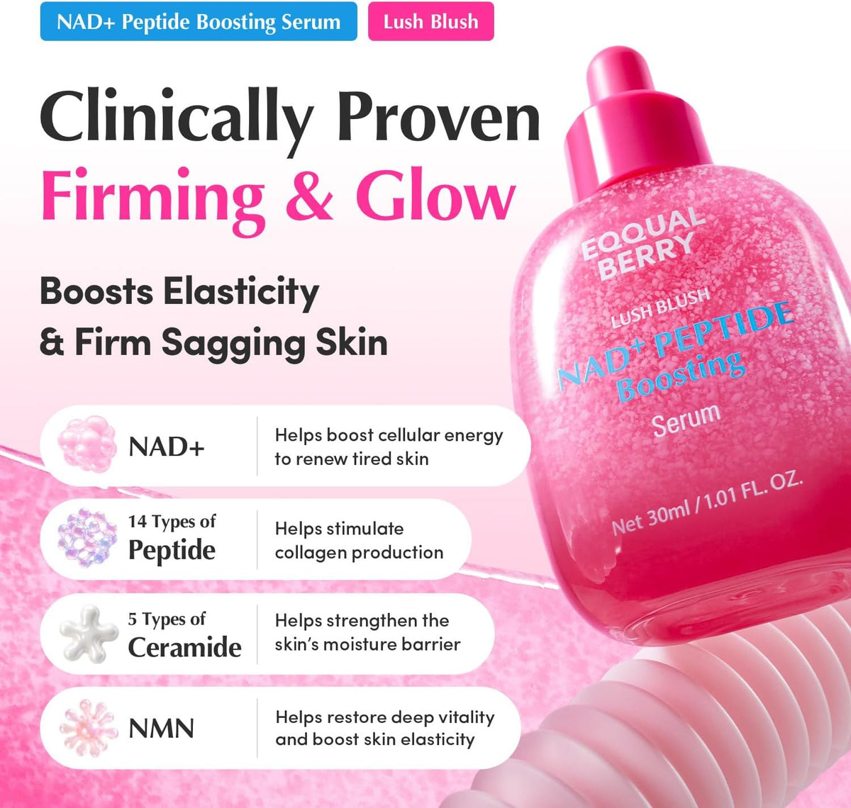 Eqqualberry NAD+ Peptide Boosting Serum texture and dropper