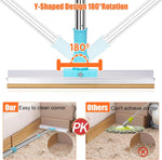 60-inch long handle carpet broom demonstrating three adjustable height sections