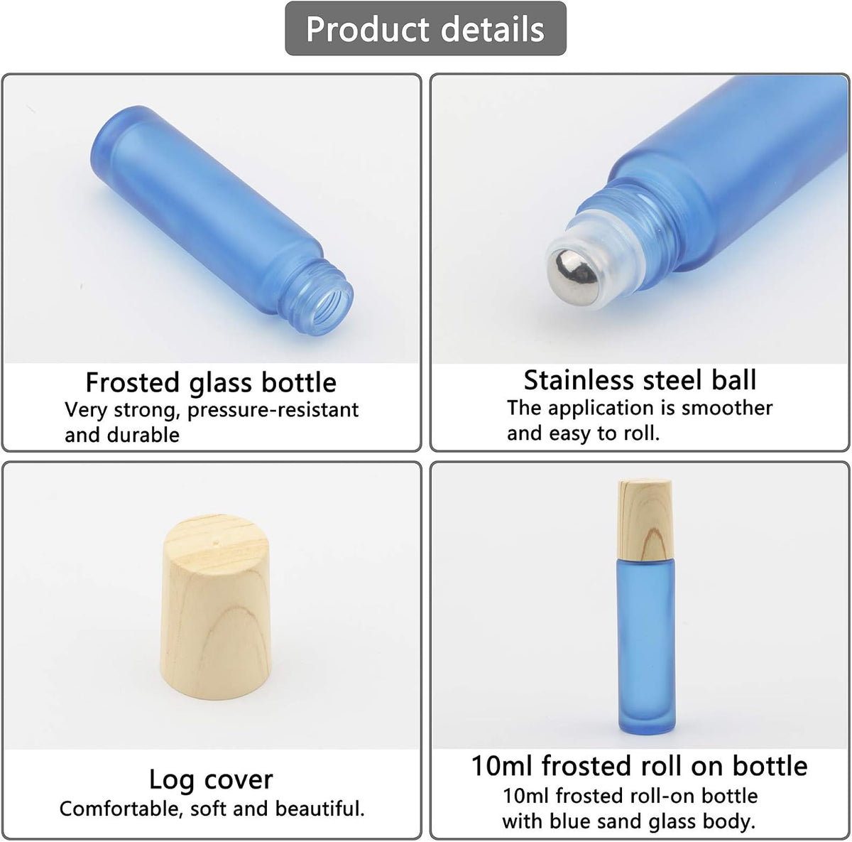 Kesell refillable glass travel bottles showing stainless steel rollerball