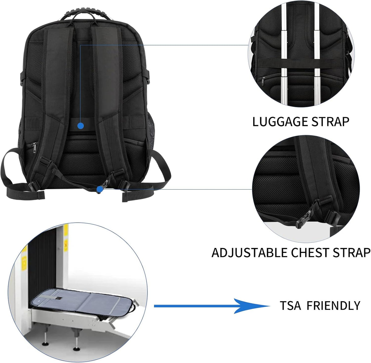 KROSER laptop bag back padding and luggage strap