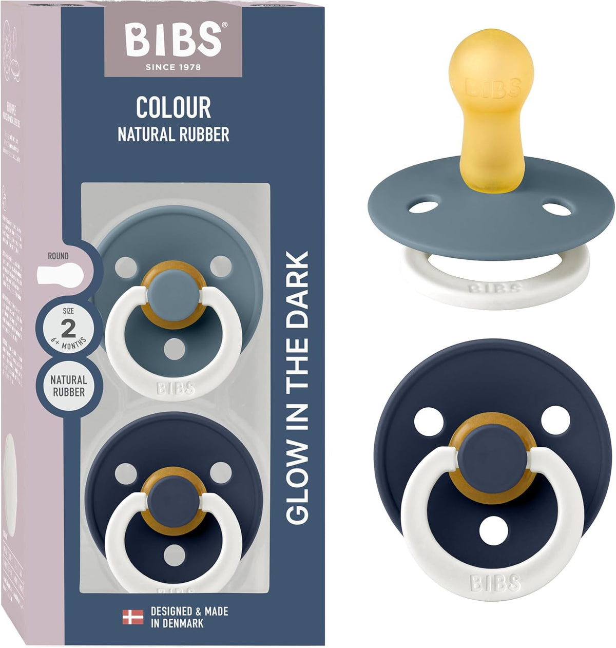 BIBS Pacifiers Colour Collection | Natural Rubber Baby Pacifier | Set of 2 BPA-Free Soothers | Made in Denmark | 18+ Months (Pack of 2) | Ivory - Image 14