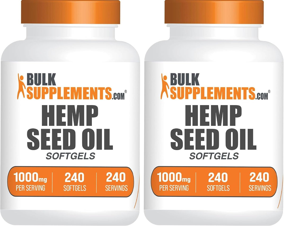 BulkSupplements premium hemp seed oil capsule bottle demonstrating safe storage packaging standards