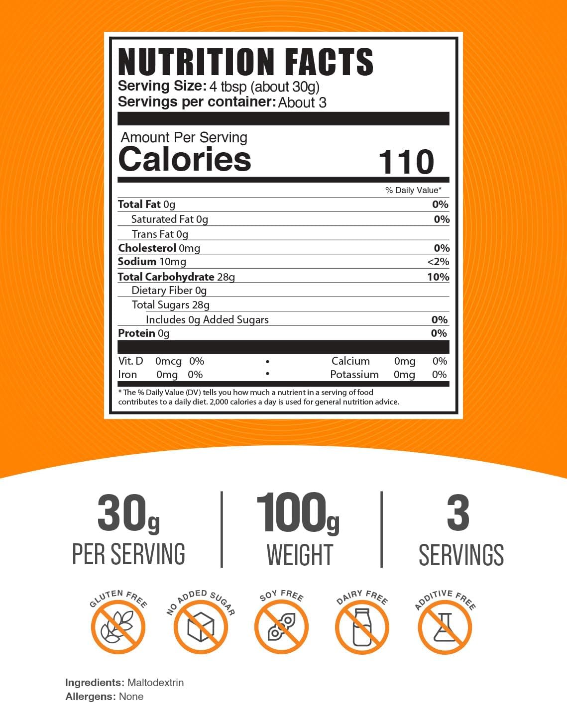 BulkSupplements unflavored carbohydrate powder for rapid muscle recovery