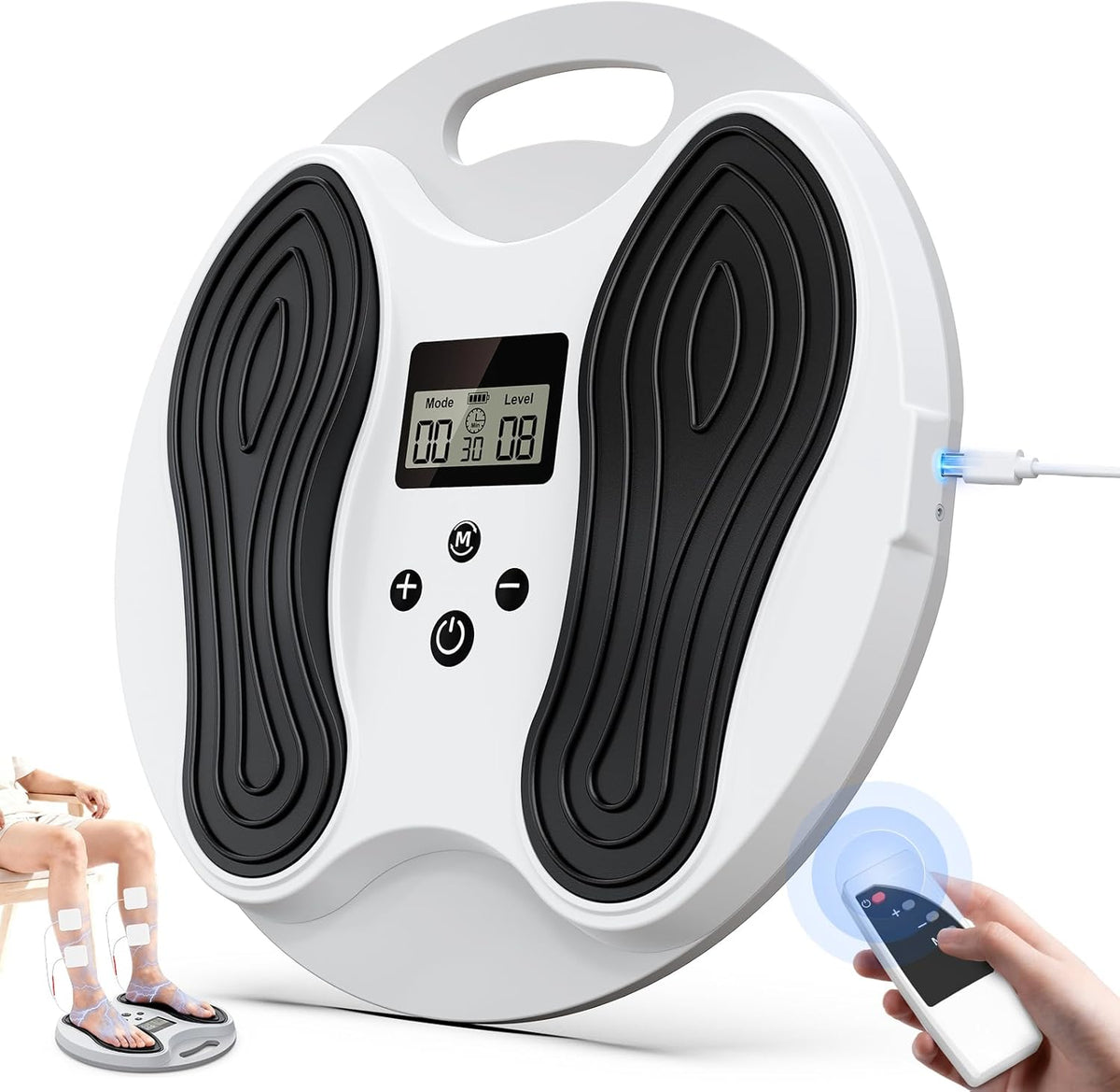 Dancespot EMS foot massager for neuropathy front view showing electronic pad layout