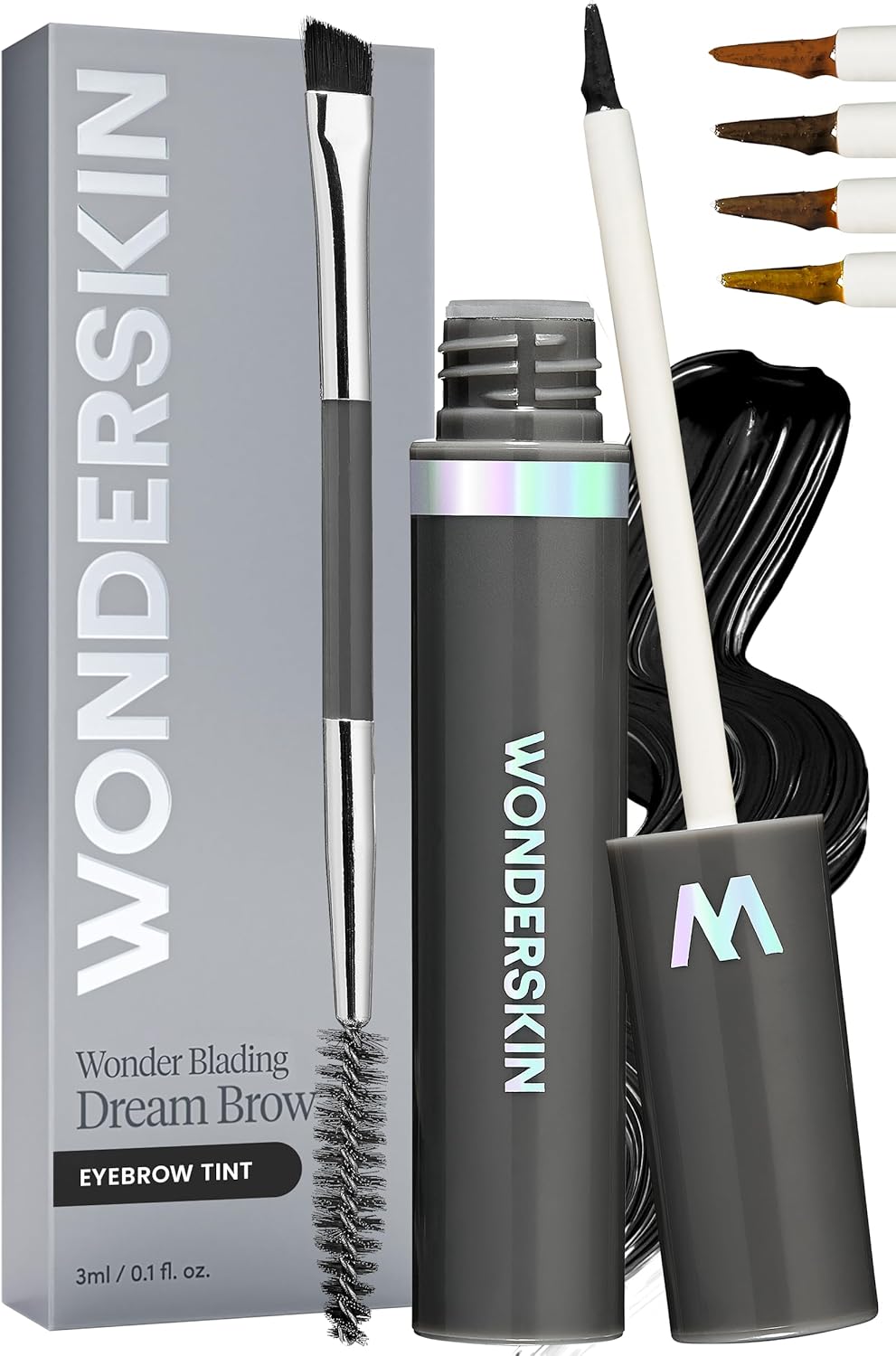 Wonderskin Dream Brow Eye Brow Gel Black front view long lasting tinted filler mascara