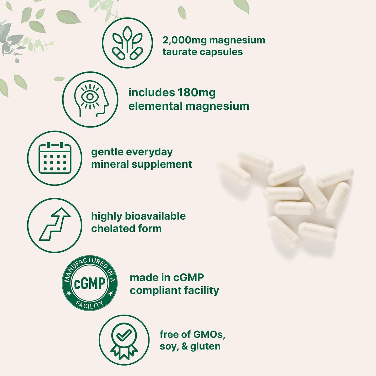 Nutricost Magnesium Taurate capsules ingredient details and certifications