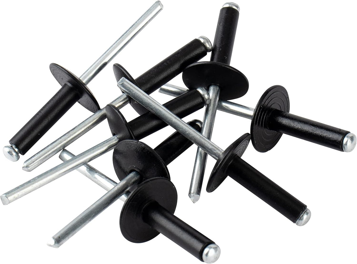 Ispinner blind rivets showing steel mandrel and aluminum body