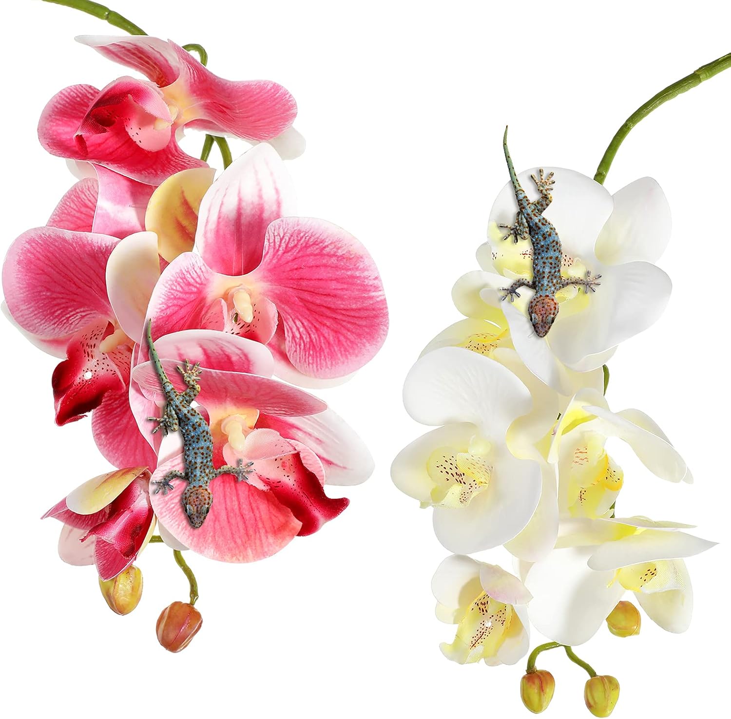 Chuangdi 2 pieces artificial phalaenopsis plant set for reptiles