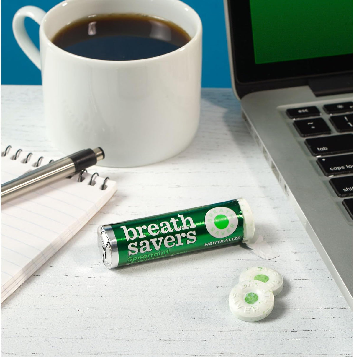 Compact travel friendly sugar free mouth freshener roll close up shot