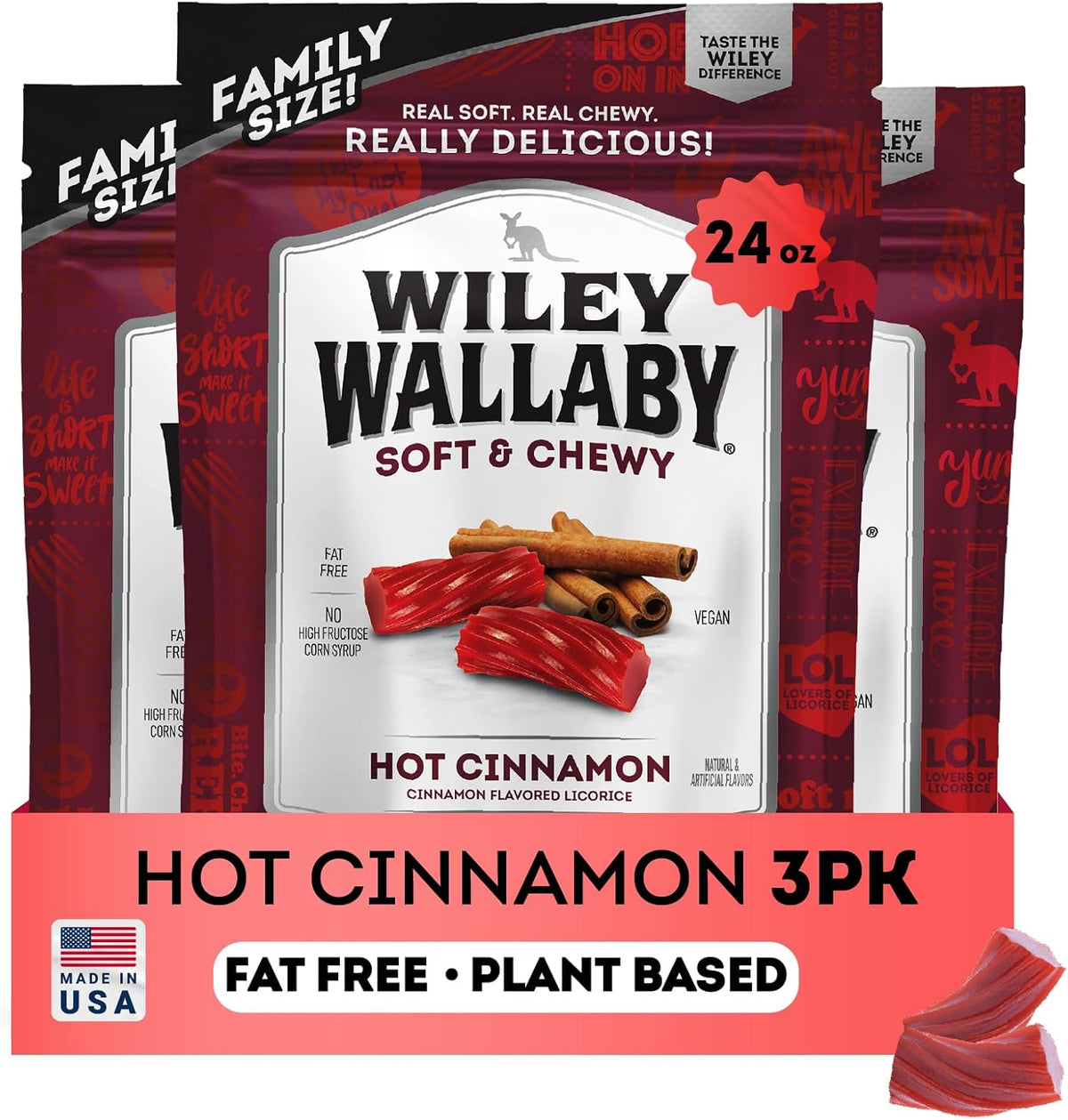 Wiley Wallaby Licorice 24 Ounce Classic Gourmet Soft & Chewy Australian Cinnamon Licorice Candy Twists, 1 Pack - Image 9
