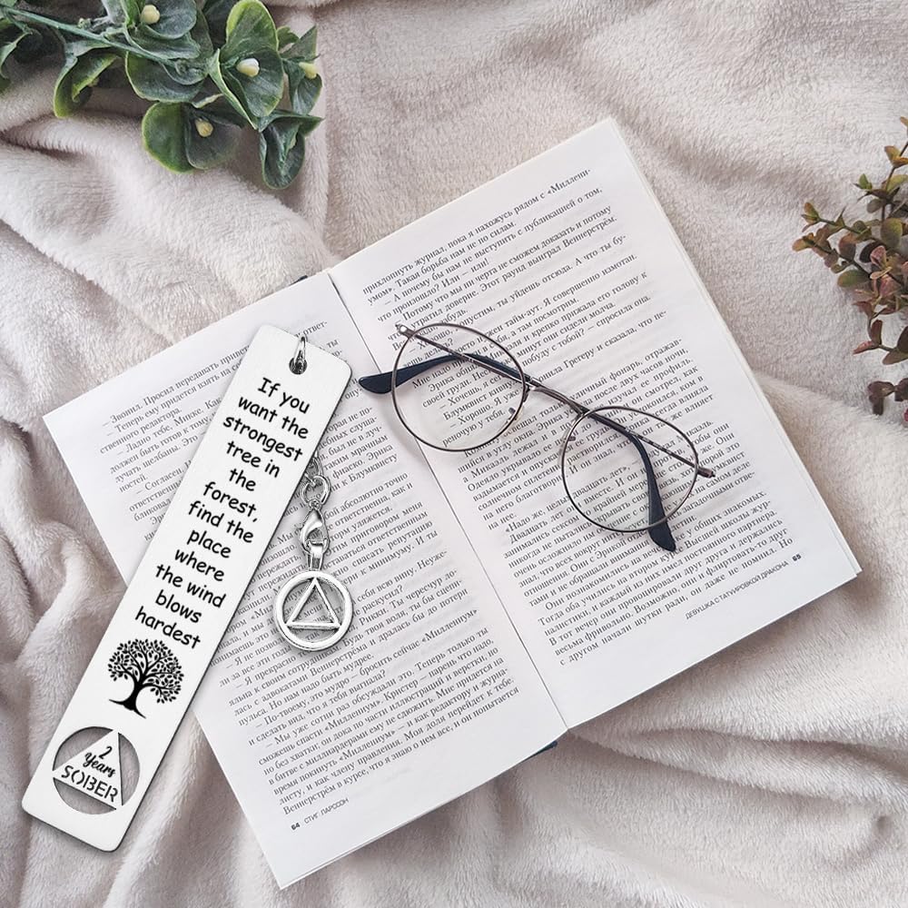 Sober anniversary bookmark placed inside a book
