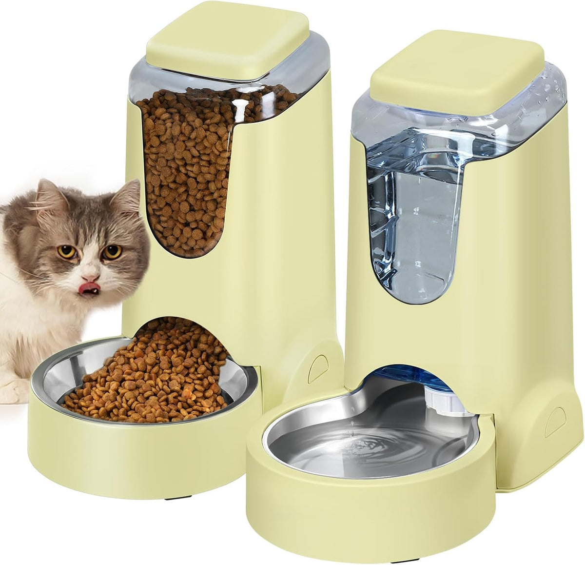 Portable Automatic Cat Feeder and Water Dispenser with Stainless Steel Bowl Dog Gravity Food Feeder and Waterer for Small Medium Pets Puppy Kitten 1 Gallon x 2 (Light Blue3.8L*2) - Image 9