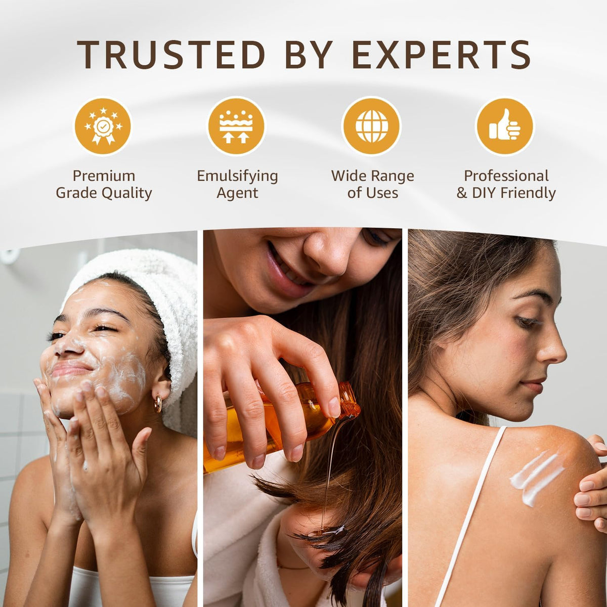 Body lotion application showcasing silky finish of BTMS 50