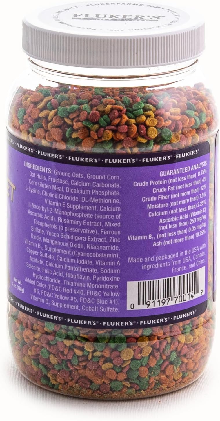 Fluker's reptile diet showing small nutrient dense colorful pellets for shell development