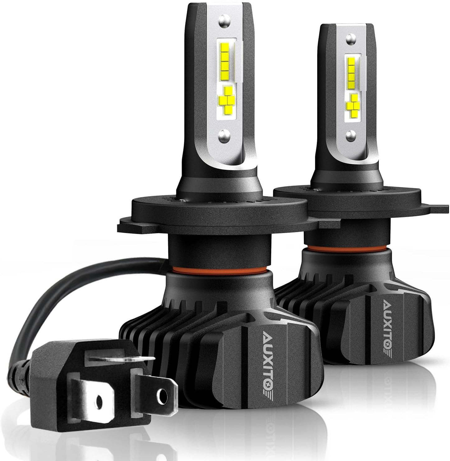 AUXITO H4 9003 HB2 LED Headlight Bulbs front view showcasing premium design