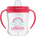 Dr. Brown's soft spout sippy cup front view in pink rainbow color