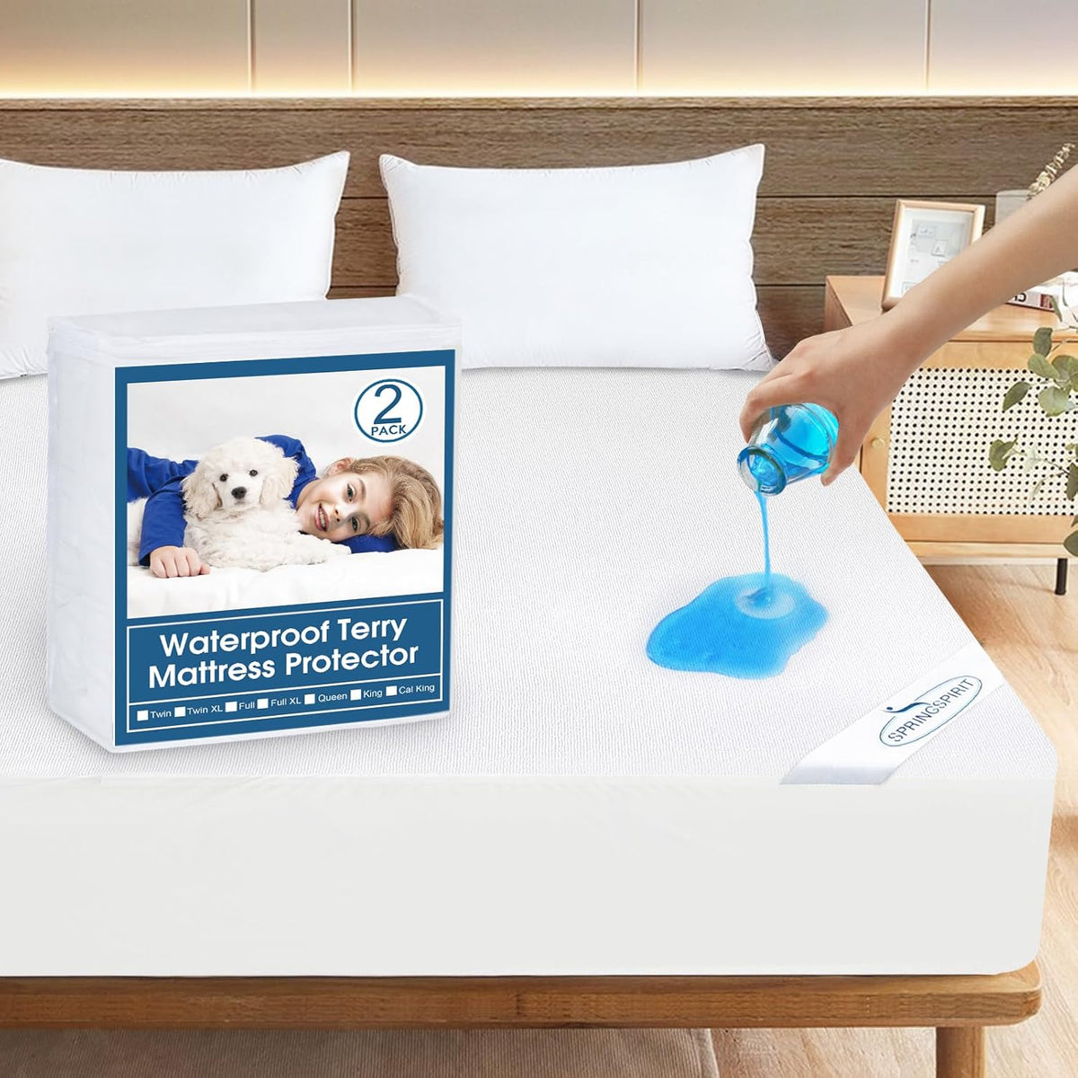 Queen Size Mattress Protector Waterproof,Absorbent Fitted Sheet | up to 18" Deep Pocket,Mattress Cover Queen Size Bed Sheets,Terry Machine Wash Protection Mattress Protector - Image 9