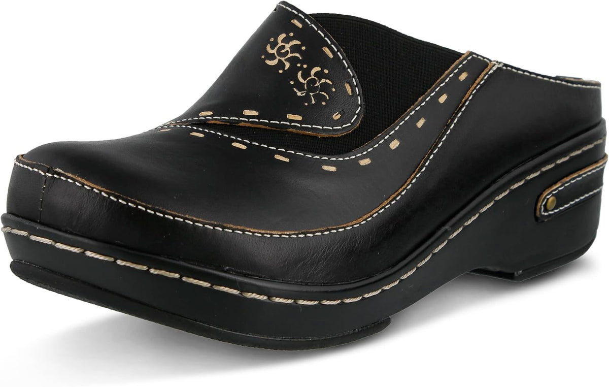 L'Artiste Spring Step women's chino leather clog back view