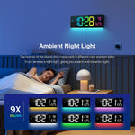 Hournor digital wall clock mounted on a living room wall