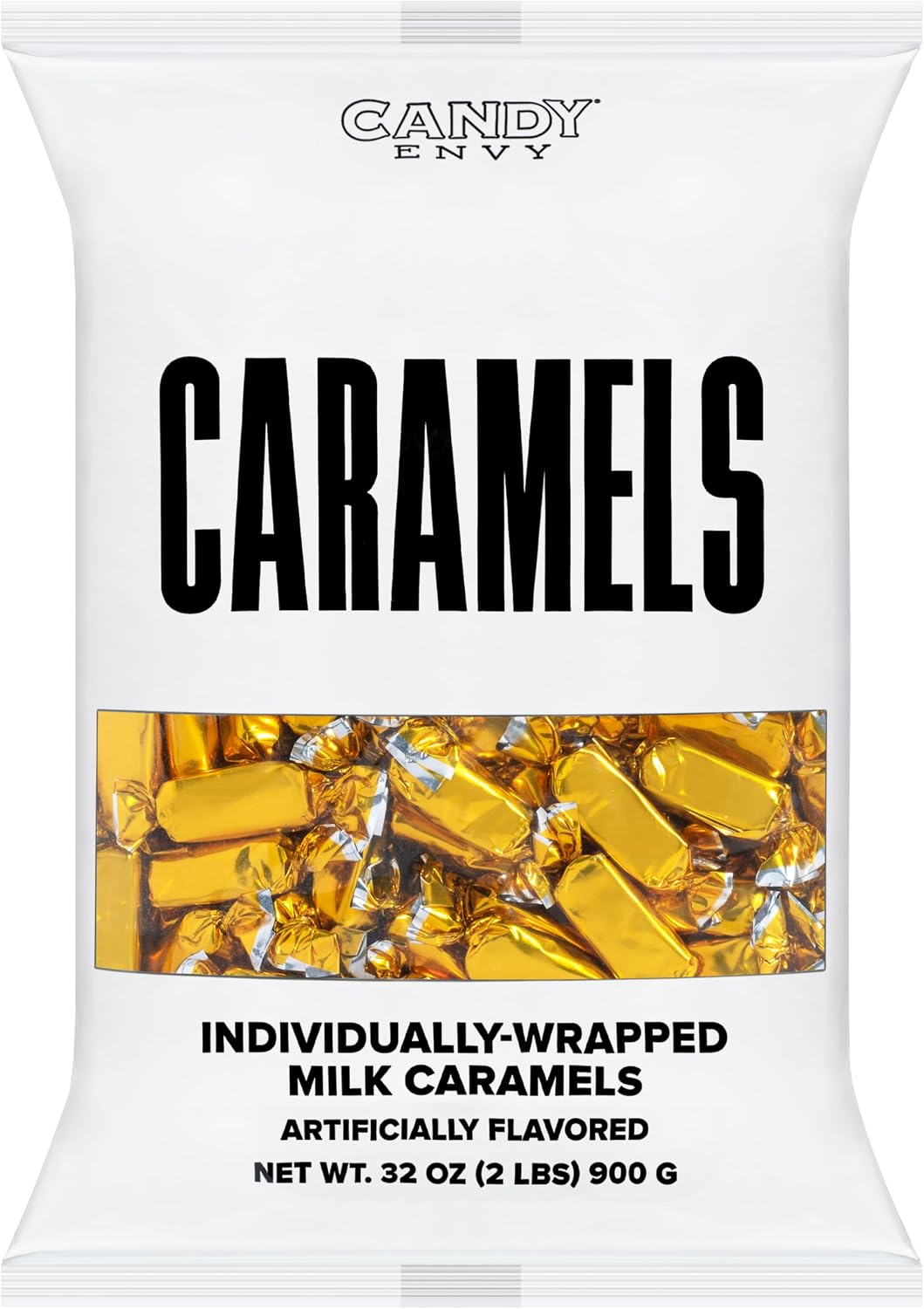 Delicious chewy toffee caramels in shimmering gold wrappers