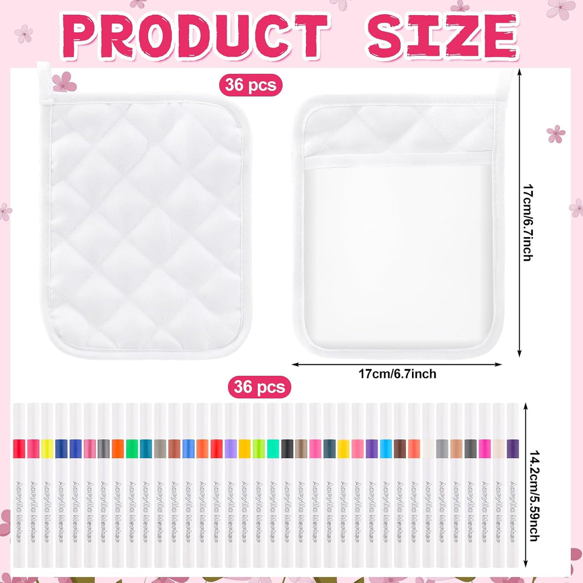 Beupy white blank pot holders with colored markers