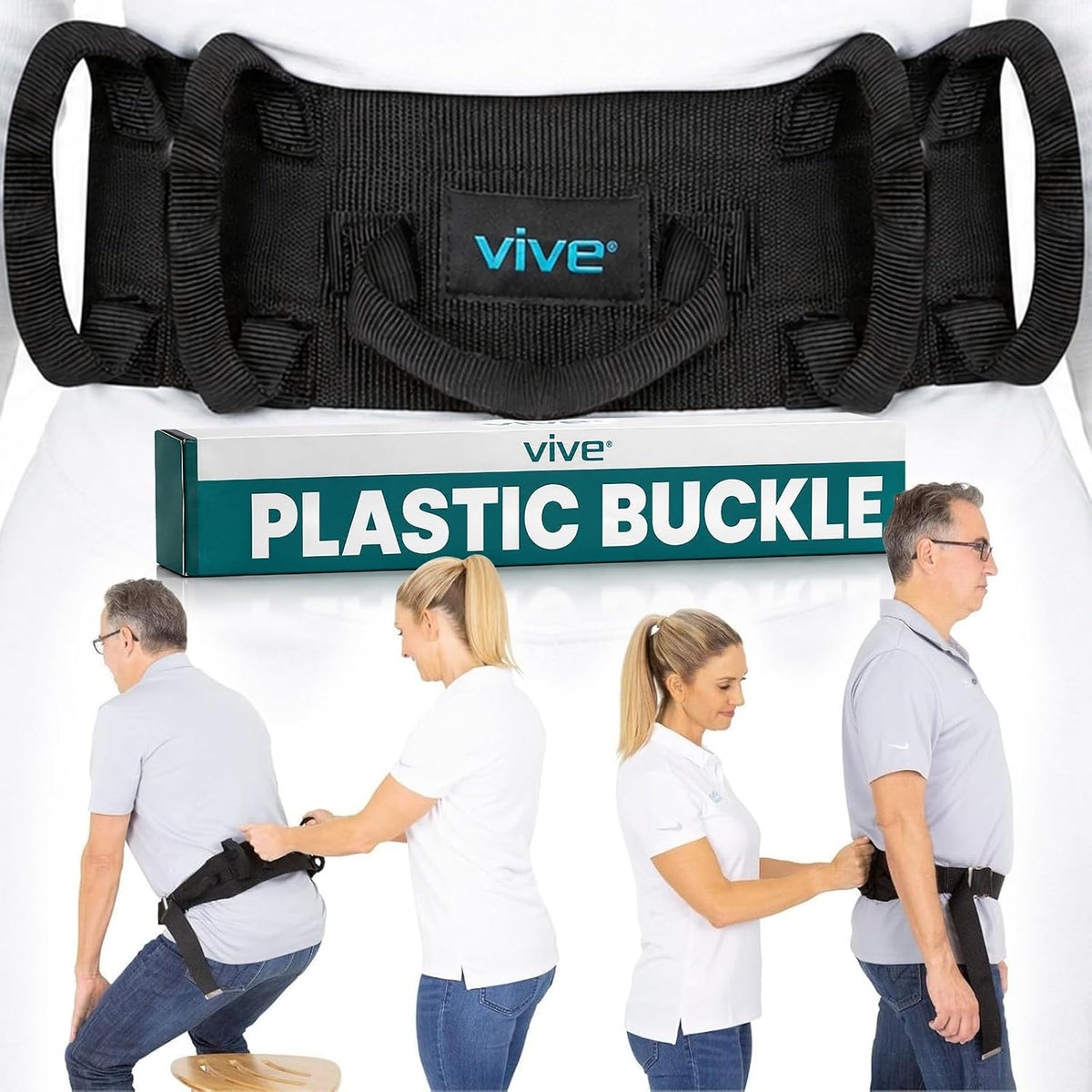 Vive Gait Belt (350lbs) Transfer Belt with Handles - Medical Nursing Safety - Image 10