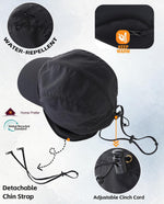 Home Prefer Waterproof Men's Winter Hats with Visor Warm Fleece Lined Baseball Cap Earflaps Trooper Trapper Hat for Men - Image 5