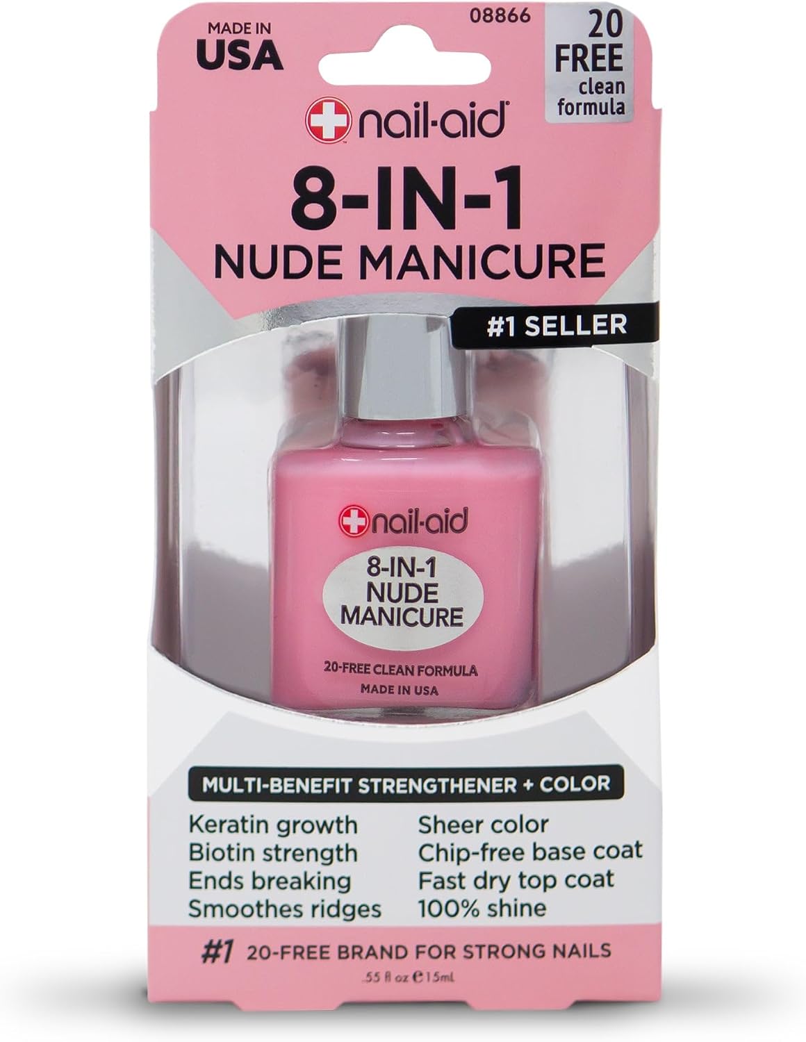 Nail-Aid 8-in-1 Nude Manicure sheer pink shade swatch on nails