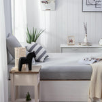 Lifetown light grey queen fitted sheet set folded texture