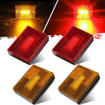 Partsam square LED trailer side marker lights front view showcasing red and amber lenses