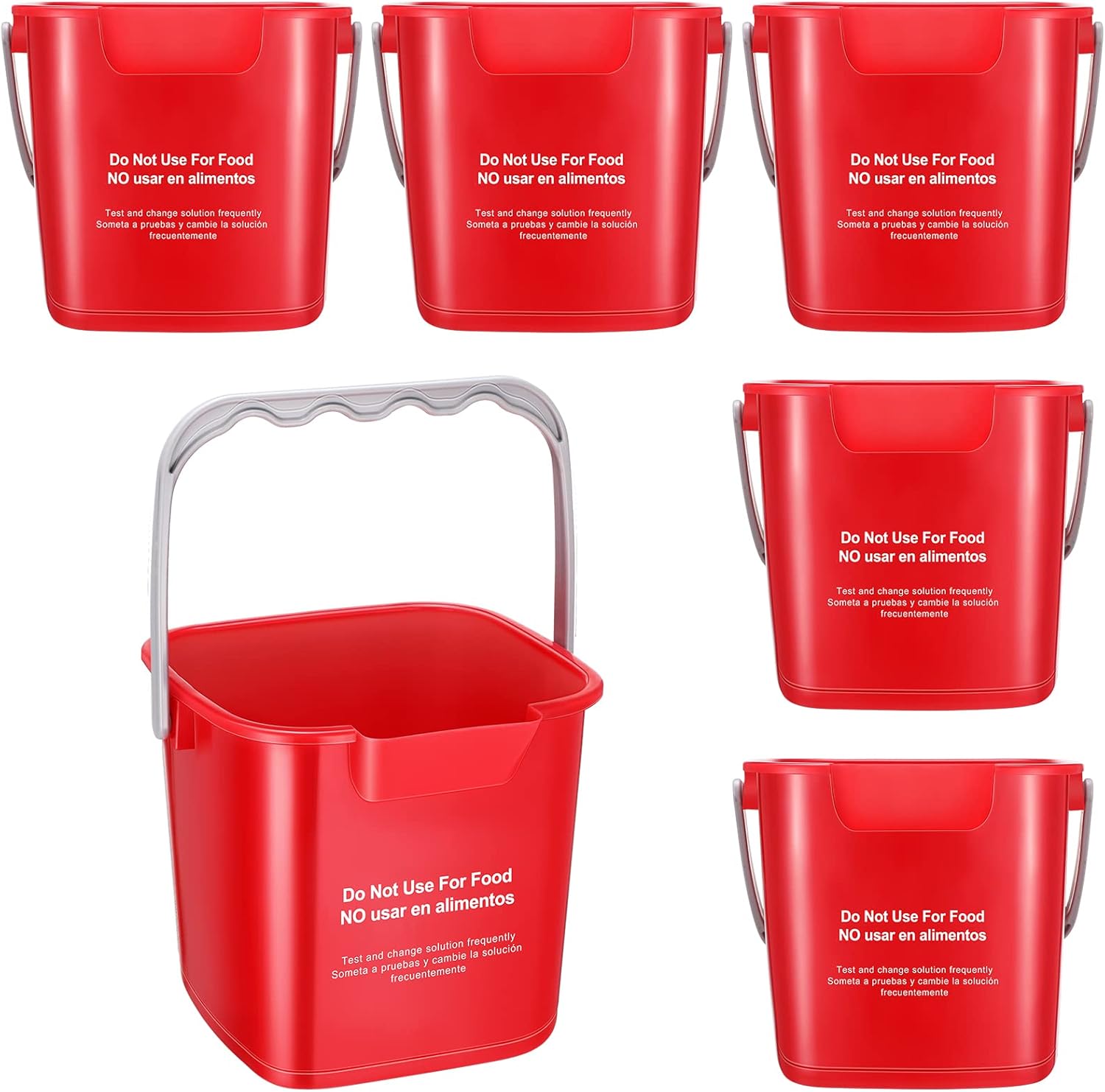 Roshtia 6 Piece Sanitizing Cleaning Buckets front view for commercial kitchen use.