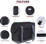 Black dog carrying bag with storage pockets