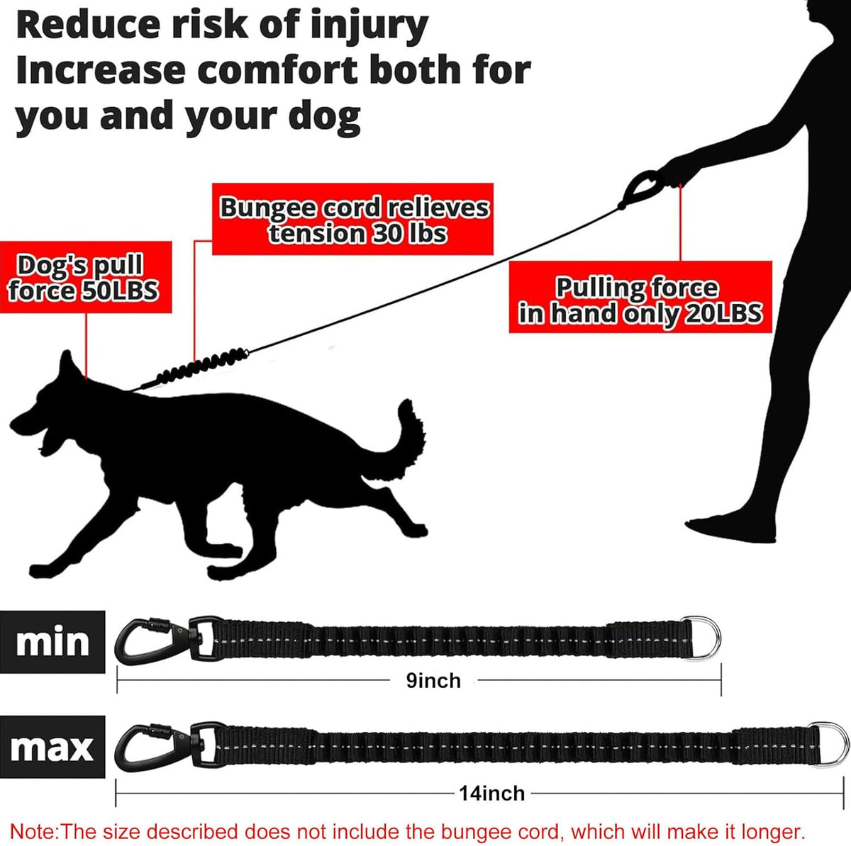 Jenico heavy duty dog leash bungee section closeup
