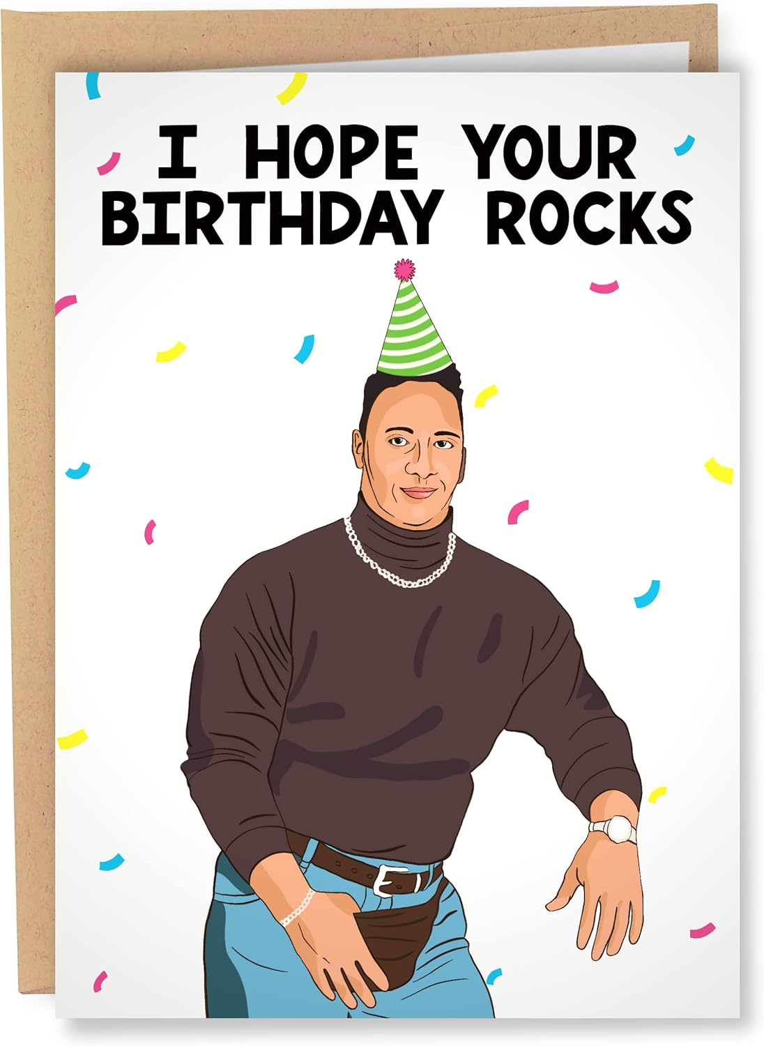Sleazy Greetings funny birthday card front view featuring Dwayne The Rock Johnson meme